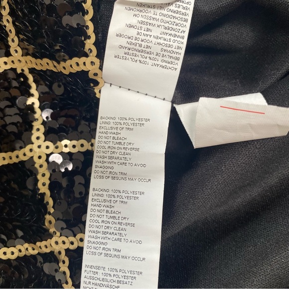 Boohoo Sequin Grid Check Mini Dress Size 10 Black Gold - Picture 8 of 10
